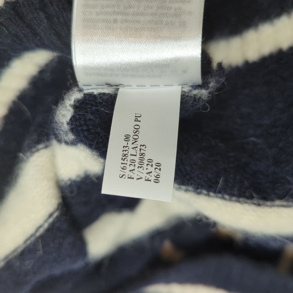 NWT Banana Republic stripe sweater navy white puff sleeve alpaca sweater - Picture 8 of 13